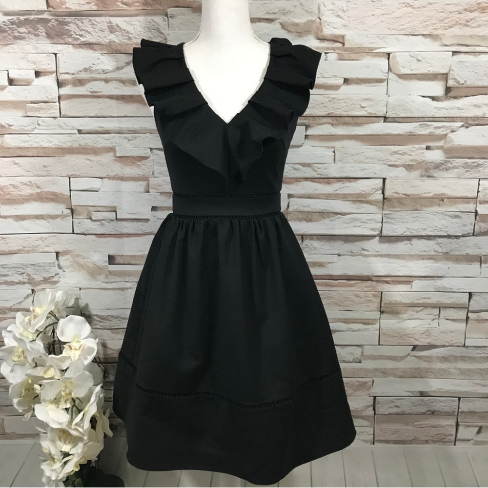 Kate Spade Black Ruffle Mini Dress - Picture 2 of 8